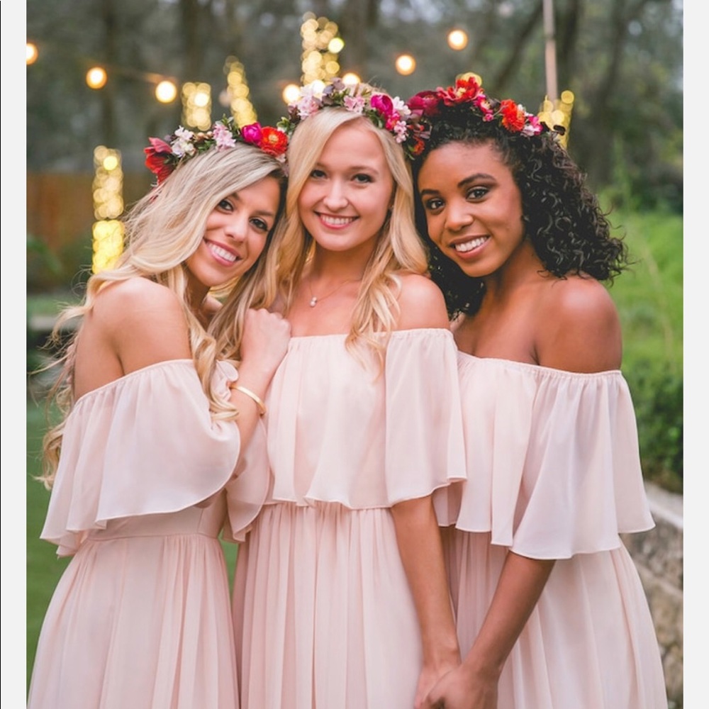 Abigail Blush Chiffon Long Boho evening dress